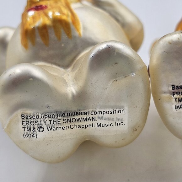 Vintage Frosty The Snowman Blown Glass Christmas Tree Ornaments Lot of 2 5 in - Picture 8 of 10